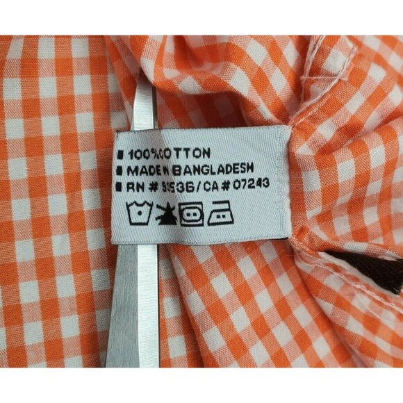 Ecko Unltd Orange White Checkered Men’s Casual Button-Up Short Sleeve Shirt - Picture 7 of 10